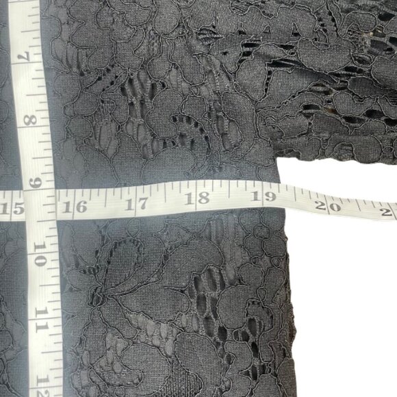 LOFT Ann Taylor Black Lace Lined Bell Sleeve V-Neck Blouse Top Size Small Career - Picture 6 of 10